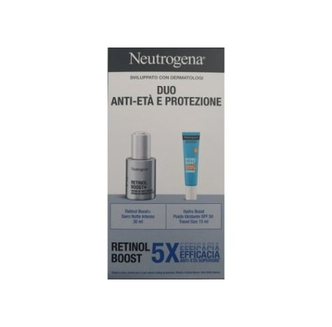 Neutrogena Promo Duo Anti-Età e Protezione Retinol Boost + Siero Notte Intenso 30ml + Neutrogena Hydro Boost Fluido Idratante SPF50 15ml