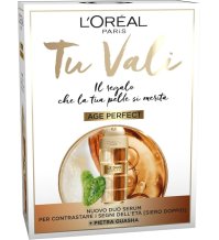 L’Oreal Paris Tu Vali Age Perfect Cofanetto con Siero Duo Anti-Età 30 ml + Pietra Guasha