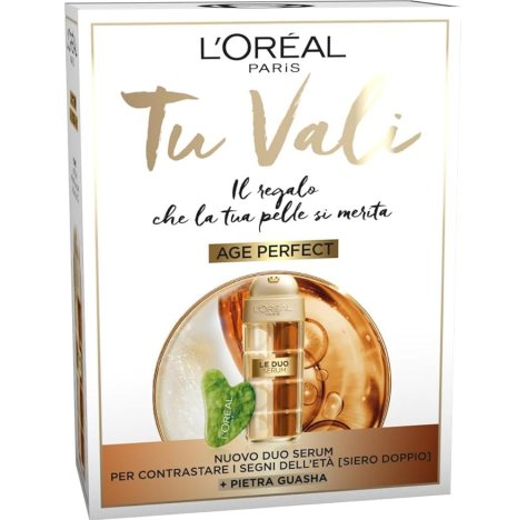 L’Oreal Paris Tu Vali Age Perfect Cofanetto con Siero Duo Anti-Età 30 ml + Pietra Guasha