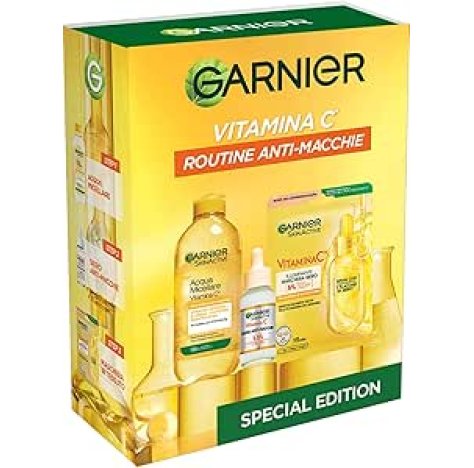 Garnier Vitamina C  Routine Anti-Macchie - Cofanetto con Acqua Micellare + Siero Anti-Macchie + Maschera Viso