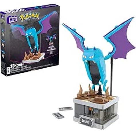 Pokemon - MEGA Pokémon - Golbat Mini Motion, personaggio meccanizzato da costruire con 318 pezzi e sistema Mattoncino per il movimento delle ali, set da collezione, giocattolo per bambini