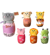 PELUX ANIMALI CON BUBBLE TEA 23 CM 6 ASS