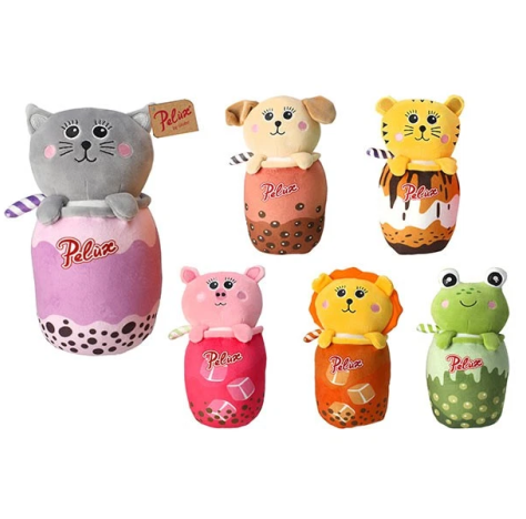 PELUX ANIMALI CON BUBBLE TEA 23 CM 6 ASS PELUX ANIMALI CON BUBBLE TEA 23 CM 6 ASS