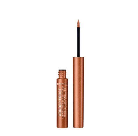 Rimmel London Eyeliner Waterproof Wonder'Proof, Eyeliner Liquido Occhi a Lunga Durata, Colore Intenso, 001 True Copper   _+1 COUPON __