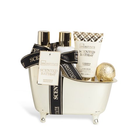 IDC INSTITUTE CONFEZIONE SCENTED BATH GOLD SET DA BAGNO 4 PZ. BAGNO GEL 100 ML. CREMA CORPO 100 ML. CREMA MANI 80 ML. BOMBA BAGNO 30 GR.