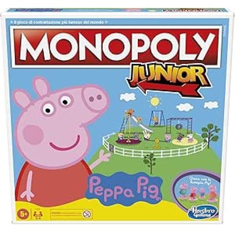 Monopoly Hasbro Junior: Peppa Pig Edition, gioco da tavolo per 2-4 giocatori, per bambini dagli 5 anni in su