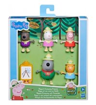 Hasbro PEPPA PIG Playset Campeggio con gli amici - 5 figure di 7cm Peppa Candy Gatto Danny Cane Suzy Pecora e il Sig. Wolf