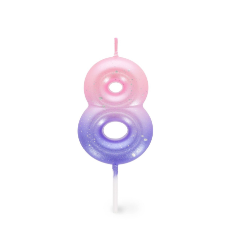 Candela per Torta – Happy Birthday Candle Numero 8 Rosa