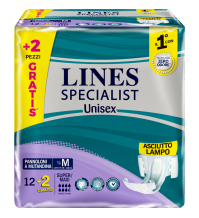 LINES SPECIALIST PANNOLONI A MUTANDINA TAGLIA M GIROVITA 70-110 CM 12+2 PEZZI 