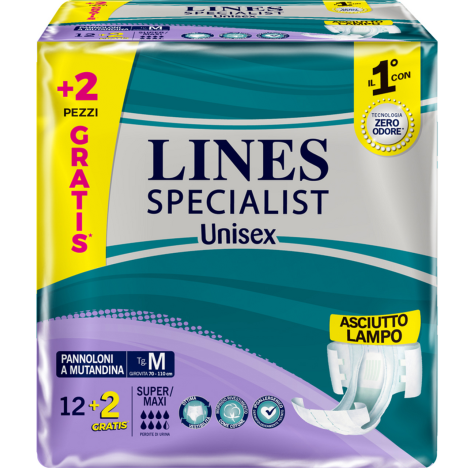 LINES SPECIALIST PANNOLONI A MUTANDINA TAGLIA M GIROVITA 70-110 CM 12+2 PEZZI 