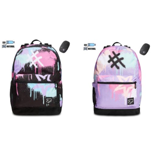 SEVEN Zaino Reversibile Con Cuffie Wireless - The Double Color Spots, 2 In 1, In Poliestere Riciclato, Con Tasca Portaborraccia