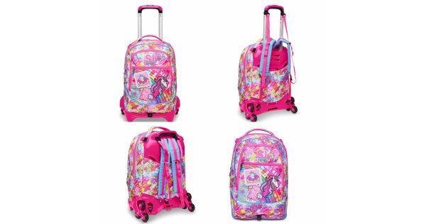 SJ GANG STYLE JAM GANG Trolley Scuola 3 Ruote 33L - Zaino Triplo Uso Sganciabile Per Bambina, Fucsia
