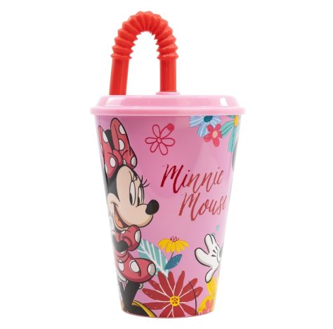 Bicchiere con cannuccia pieghevole 430 ml Minnie Mouse Spring Look