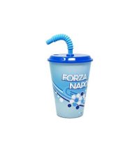 Forza Napoli - Bicchiere con cannuccia 430ml per Bambini, Bpa free