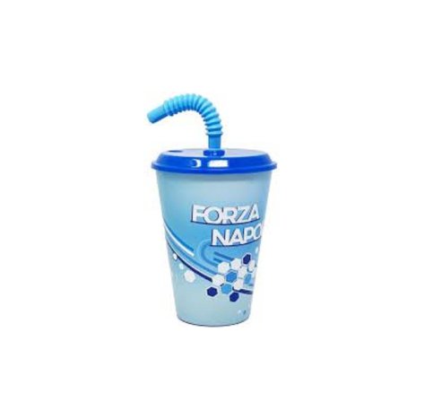 Forza Napoli - Bicchiere con cannuccia 430ml per Bambini, Bpa free