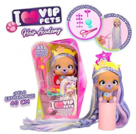 VIP Pets Hair Academy Miley - Collezionabili cagnolini con i capelli XXL per acconciare, tagliare e fare extension di capelli, ASSORTITE IN 5 MODELLI 