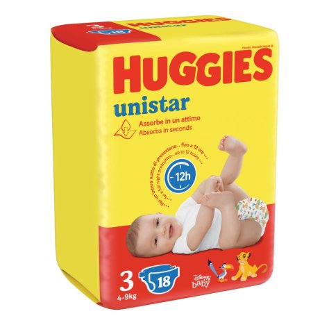 Pannolini 3 4-9kg Huggies Unistar 18 Pezzi