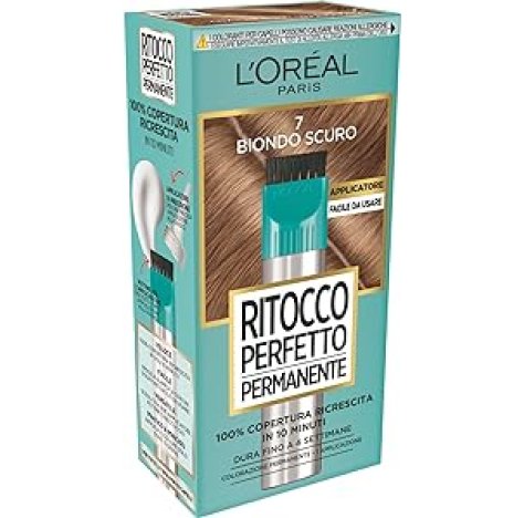 L'Oréal Paris Colorazione Ritocco Perfetto Permanente, Copre 100% della Ricrescita, In Soli 10 minuti, Fino a 4 Settimane, Colore: Biondo Scuro