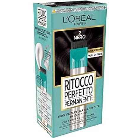 L'Oréal Paris Colorazione Ritocco Perfetto Permanente, Copre 100% della Ricrescita, In Soli 10 minuti, Fino a 4 Settimane, Colore: Nero