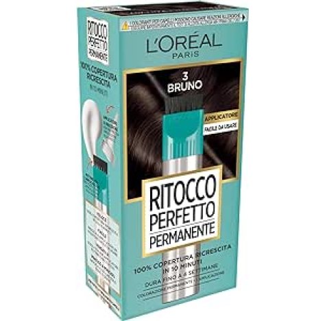 L'Oréal Paris Colorazione Ritocco Perfetto Permanente, Copre 100% della Ricrescita, In Soli 10 minuti, Fino a 4 Settimane, Colore: Bruno