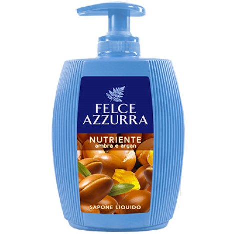 SAPONE LIQUIDO CON DOSATORE FELCE AZZURRA NUTRIENTE AMBRA E ARGAN  300ML. 