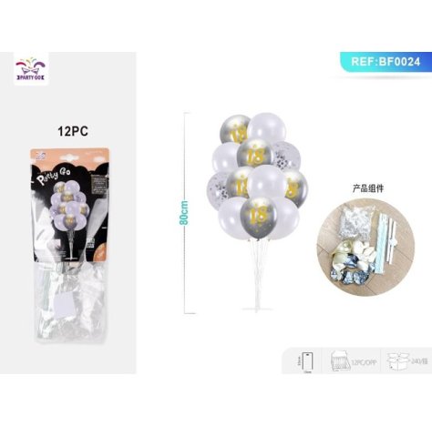 SET PALLONCINI 18 ANNI - ARGENTO BIANCO