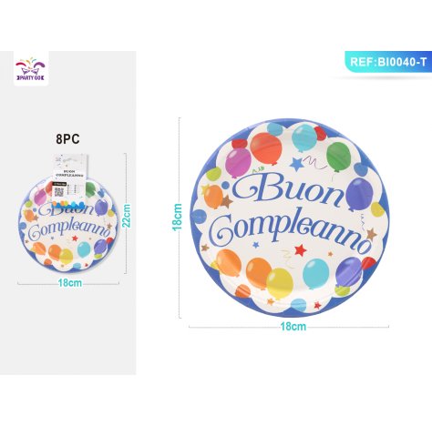 PIATTI "BUON COMPLEANNO" - 18 CM