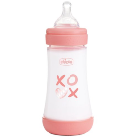 Chicco Biberon Neonato Perfect 5 Biberon Rosa Flusso Medio 240ml 2Mesi+ - Perfect 5 Biberon