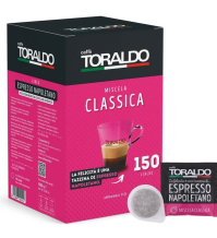 TORALDO BOX 150 CIALDE CAFFÈ  MISCELA CLASSICA ESE 44 MM ARABICA ROBUSTA COMPOSTABILI GUSTO DECISO E AROMATICO