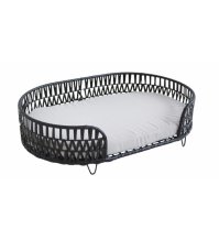 CUCCIA LETTINO OVALE NERA CON CUSCINO - 75X49XH18CM