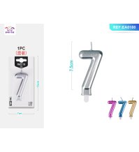 CANDELINA COMPLEANNO NUMERO "7" - METALLIZATA