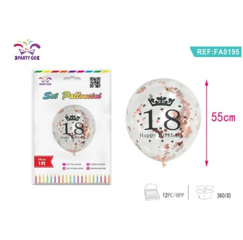 PALLONCINO "18 HAPPY BIRTHDAY" CON CORIANDOLI