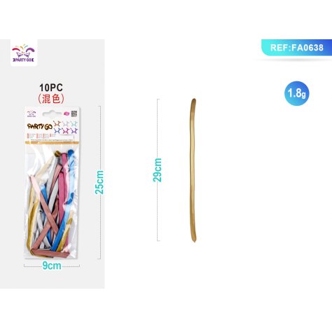 PALLONCINI MODELLABILI COLORI ASSORTITI - 10 PEZZI