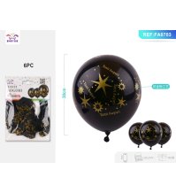 PALLONCINI "TANTI AUGURI" CON STELLE - NERO