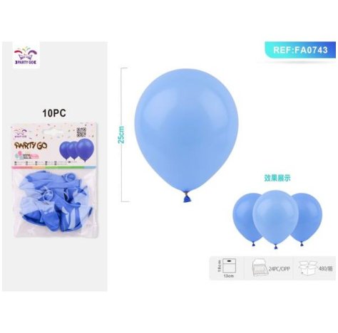 PALLONCINI IN LATTICE AZZURRO - 10 PEZZI PALLONCINI IN LATTICE AZZURRO - 10 PEZZI