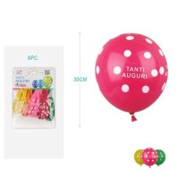 PALLONCINI "TANTI AUGURI" COLORI ASSORTITI - 6 PEZZI