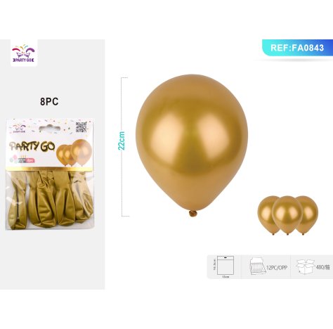 PALLONCINO METALLIZZATO ORO - 8 PEZZI PALLONCINO METALLIZZATO ORO - 8 PEZZI