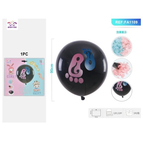 PALLONCINO BABY SHOWER BOY GIRL - NERO PALLONCINO BABY SHOWER BOY GIRL - NERO