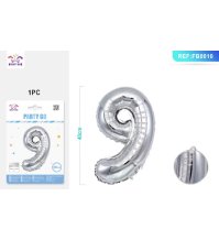 PALLONCINO MYLAR ARGENTO - NUMERO 9