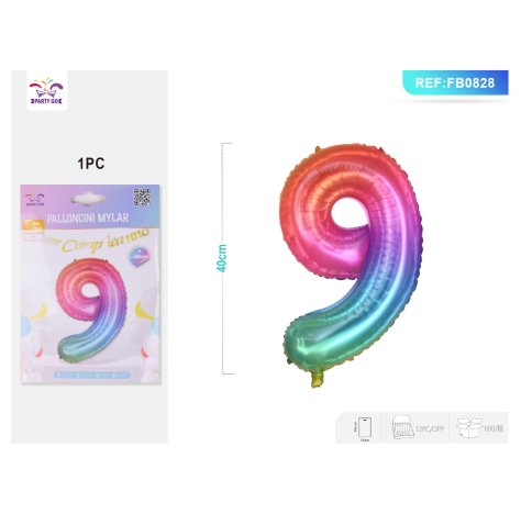 PALLONCINO MYLAR COLORATO - NUMERO 9