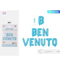 SET PALLONCINO MYLAR SCRITTA "BENVENUTO" - BLU