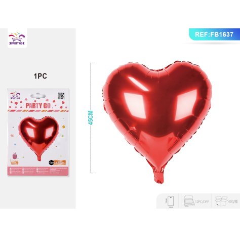 PALLONCINO MYLAR A FORMA DI CUORE ROSSO - 45 CM PALLONCINO MYLAR A FORMA DI CUORE ROSSO - 45 CM