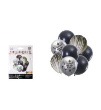 SET PALLONCINI "TANTI AUGURI" NERI - 7 PEZZI 