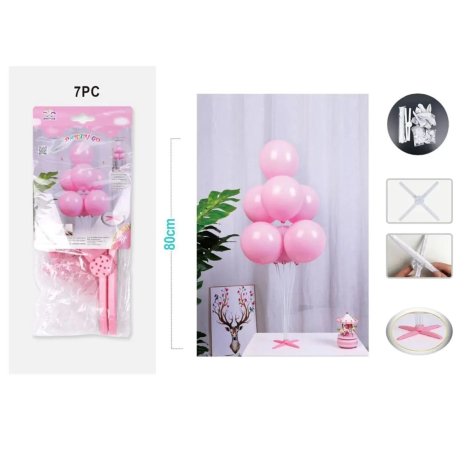 SET PALLONCINI CON CUORE ROSA - 7 PEZZI