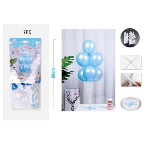 SET PALLONCINI CON CUORE BLU - 7 PEZZI