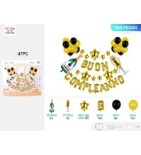 SET PALLONCINO MYLAR SCRITTA "BUON COMPLEANNO" - ORO