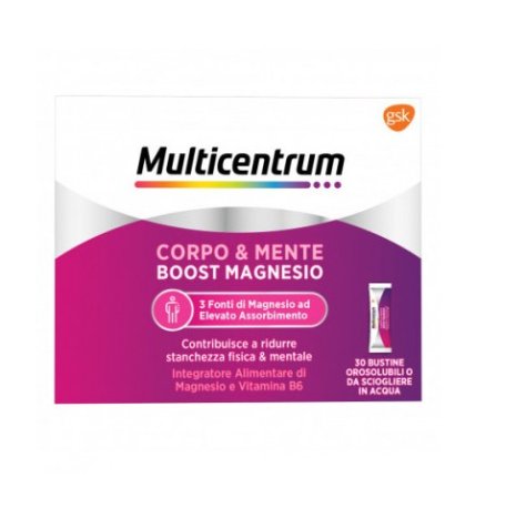 MULTICENTRUM BOOST MAGNESIO - INTEGRATORE ALIMENTARE CORPO E MENTE , 30 Bustine Orosolubili 