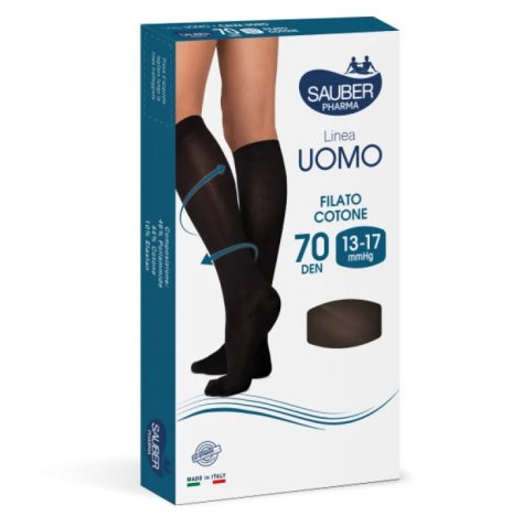 SAUBER PHARMA - CALZA COTONE LINEA UOMO 70DEN , TAG. S/M Nero 