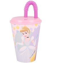BICCHIERE IN PLASTICA CON CANNUCCIA DISNEY PRINCIPESSE 