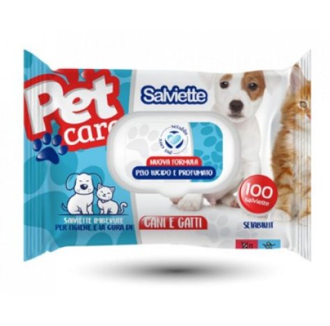 SETA BLU - SALVIETTINE IMBEVUTE PER ANIMALI CANI E GATTI , 100 PEZZI 